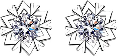 CCAIPU 925 Silber Klee Frauen Silber Ohrringe, Kristall-Ohrringe, Anti-Allergie-Ohrringe, Frauen Geschenk, Silber (Weißgold)
