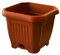 REPLOOD Vaso Gaia Quadrato Con Sottovaso Self Waterer Vaso per Fiori e con Riserva Acqua in Plastica Dura (25x25cm, Terracotta)