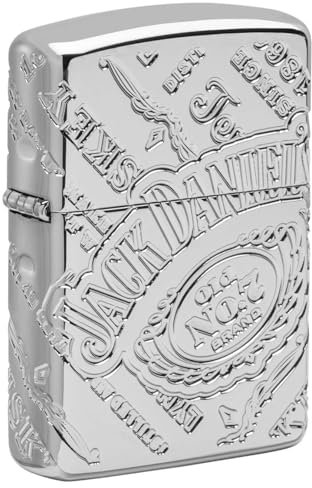Zippo Feuerzeug in Lizenz Jack Daniels - Lebenslange Zippo Garantie, Berühmter Zippo klick, 8-seitig tiefengraviert, Motiv Armor Case poliert Jack Daniels 60006157