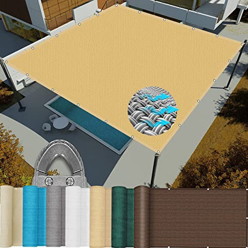 Voile d'ombrage Rectangulaire 1.4x2.6m Brise-Vue Toile d ombrage avec Trous et Serre-câbles pour Chenil Toit Couvre Serre Grange, Jaune