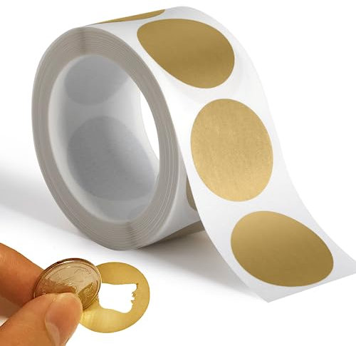 300 Stück Rubbel-Aufkleber, 2,5 cm, rund, kreisförmig, selbstklebend, Rubbelkarten für Lotterietickets, DIY, Raffelkarten, Erstellen (Gold)