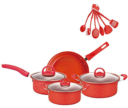 HUIOP Juego de Utensilios de Cocina antiadherentes,Juego de ollas y sartenes antiadherentes Juego de Utensilios de Cocina de 13 Piezas Regalos para Amigos y Familiares