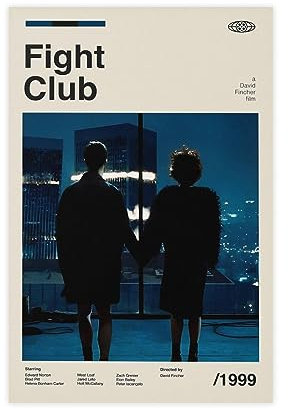 Fight Club Vintage-Film-Poster, Leinwand-Poster, Wandkunst, Dekor, Bild, Gemälde für Wohnzimmer, Schlafzimmer, Dekoration, ungerahmt, 30 x 45 cm