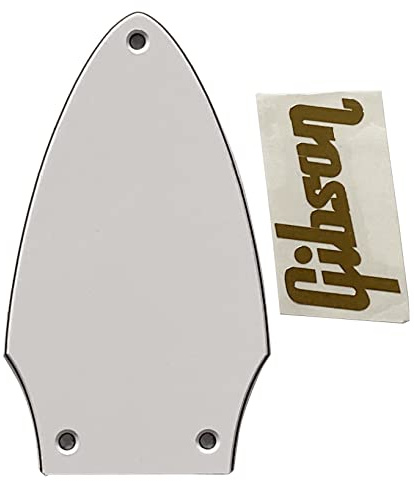 Guitar Parts Gitarren-Pickguard für Gibson Flying V Halsstababdeckung + goldener Aufkleber (3-lagig, weiß)