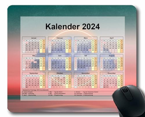YENDOSTEEN 2024 Kalender Mauspad,Spiel Naht Mousepad, Grüner Lichtfleck 2024 Kalender Horizontale Version Natur Gaming Mauspad