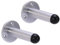 HANDLEZONE® 2 Pack 75mm / 3 inch Projecting Skirting Or Wall Mounted Door Stop, Rubber Buffer Stopper - Satin Chrome