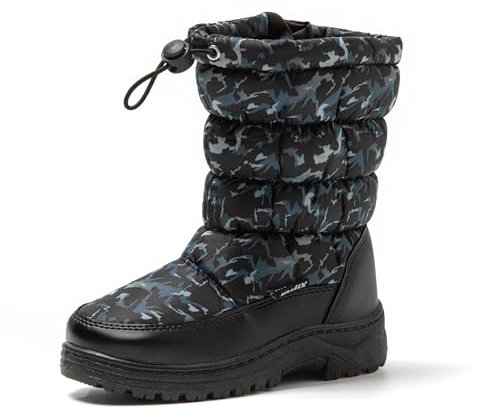 JOMIX Stivali Bambini Ragazzi Doposci Stivaletti Bambine Ragazze da Neve Impermeabile Scarpe Invernalin Imbottite da Bimbi Bimbe MB9538 (Nero, 32)