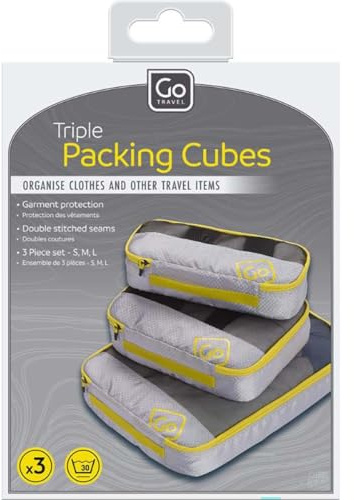 Go Travel Packwürfel für Kleidung / Kleidung, Gelb, großes Fassungsvermögen, leicht und atmungsaktiv, 3-teiliges Set (Ref 286.101)