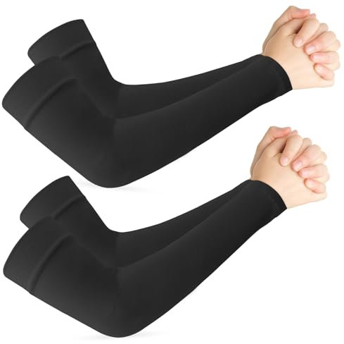 AEYURUID Manguitos Running,Manguitos Voleibol,Mangas Para Brazos Protección Sol,Mangas Para Brazos Hombre,Mangas Para Brazos,Manguitos Ciclismo,Manga Gaming,Manguitos Bicicleta,2 Negro