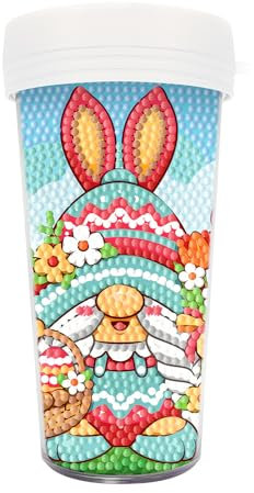 DIY Diamond Painting Cup Easter Bunny Egg Water Cup Handmade Water Tumbler Travel Mug (Easter Bunny Egg)
