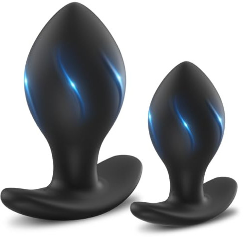 Medium Groß Silikon Analplug Set, Meeteel Buttplug Fetisch Masturbation Anal Butt Plug Analplug Erotik Sexspielzeug für Männer Frauen Schwarz