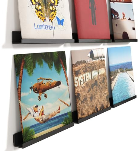 Lifewit Hängeregale für Schallplatten, 6 Pack 30,5CM Schwarz Kunststoff Wandregal Wandhalterung Raumdeko für Buch/Foto/Bild/Kommode im Schlafzimmer, Wohnzimmer, Bad, kinderzimmer