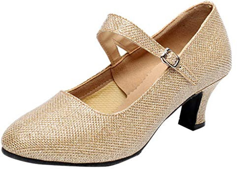 DJYQLCWA scarpe blu tacco basso scarpe prima classe donna sandali donna estive comode ballerina donna (Gold, 40)