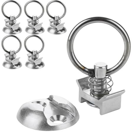 Safetytex Single Endbeschlag mit Zurpunkt für Airlineschiene - Zurrplatte 20 mm Loch - Fitting mit Haltepunkt - perfekt für - Ladungssicherung - Befestigung Zurrschiene - 6 Stück