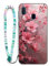Sinyunron Coque Compatible avec Samsung Galaxy A20e Coque 2-en-1 Antichoc Anti-Rayures,Souple TPU Silicone Housse avec Motif Aesthetic+1×Bracelet de Style Bohème,Fleur de pêche