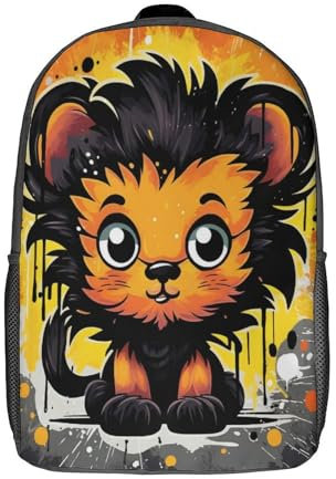 MOBYAT Praktischer Rucksack Für Urlaub Und Sport - Niedlicher Löwen-Graffiti-Stil - 17inch