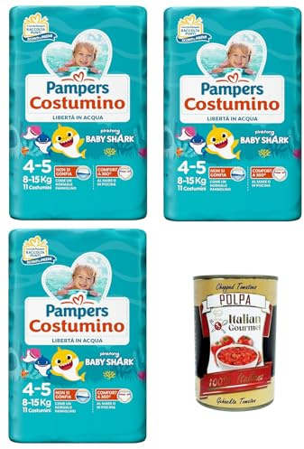 Pannolino Costumino Kostümwindel Freiheit im Wasser 3x 198gr Packung mit 11 Kostümen + Italian Gourmet polpa 400g