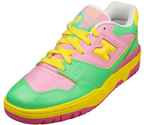 New Balance 550 Men's Sneakers, Pink/Palm Leaf/Lemon Zest, Size 10