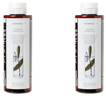 KORRES Laurel und Echinacea Anti-Schuppen Shampoo, silikon- und parabenfrei, 250 ml (Packung mit 2)