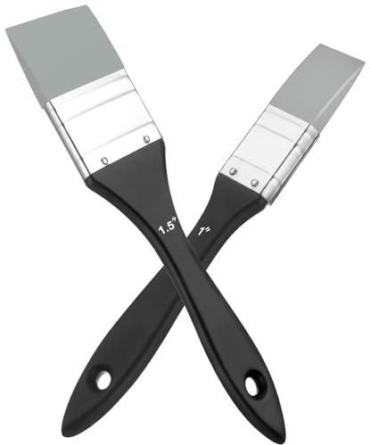 2 pennelli per pittura in silicone, larghi e sottili, in silicone, pennello solido, piatto, piatto, piatto, piatto, per colori acrilici da spostare e rimuovere (1 pollice/1,5 pollici)