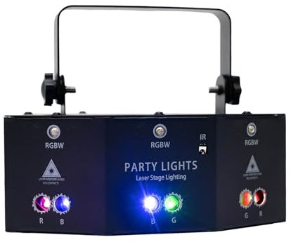Projecteur Laser à LED RGB 9 Yeux, Éclairage de Scène DJ Disco avec Télécommande, pour KTV, Fêtes, Mariages, Anniversaires
