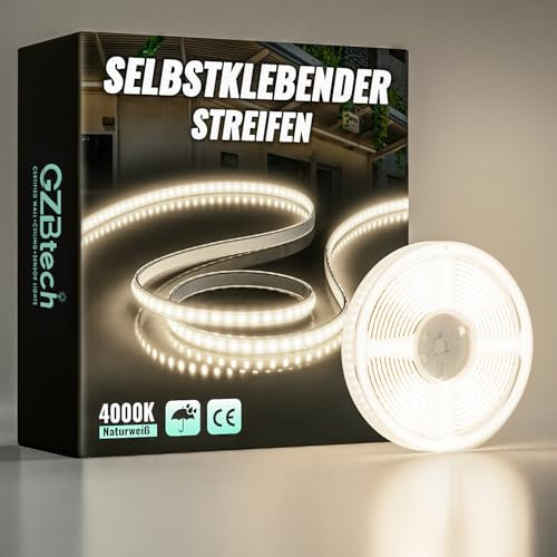 GZBtech 220V Silicone Ruban LED 3M, 4000K Blanc Naturel Flex Découpable IP65 Etanche Exterieur & Intérieur Bandeau LED, 1200LM/M Haute luminosité Bande LED pour Maison Chambre Cuisine Terrasse Jardin