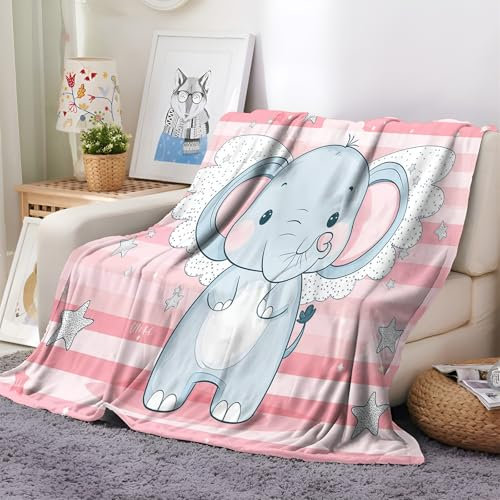 XCQHZYQ Kuscheldecke Fleecedecke Decke Cartoon-Baby-Elefant-Stern 130x150 cm Wohndecken Couchdecke Flauschig Überwurf Mikrofaser Tagesdecke Sofadecke für Bett Sofa Schlafzimmer Büro