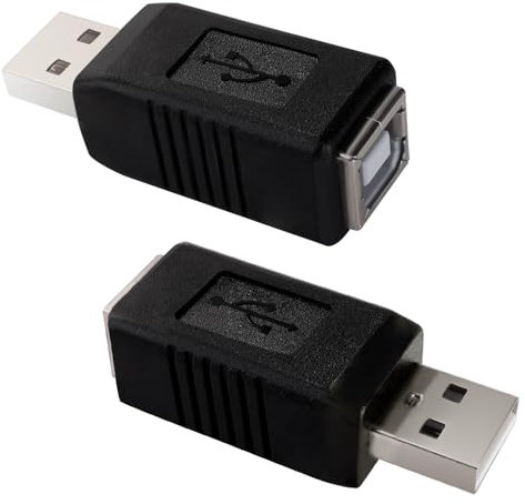 KUOQIY 2 PCS USB A to B Adapter, USB 2.0 A Male to B Printer Female Converter, for Printer Fax Machine Scanner and More