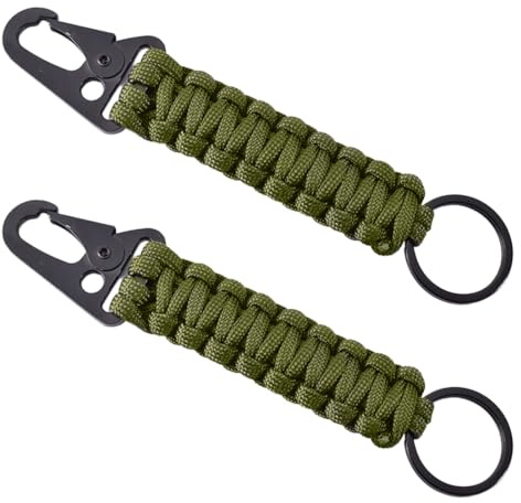 COYUN 2 Pezzi Portachiavi Con Moschettone, Robusto Portachiavi in di Sopravvivenza Militare per Uomini e Donne in Campeggio-verde