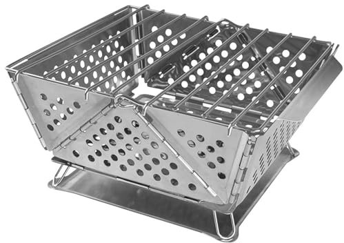 Barbacoa Carbon con VentilacióN de 360°, PequeñA y Barbacoa Portatil de 1,15 cm de Grosor, Parrilla Barbacoa PortáTil de Acero Inoxidable