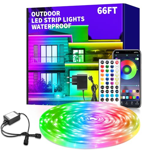 vimeepro 20M LED Strip IP68 Outdoor LED band Waterproof mit Remote/APP Control, musiksynchronisierte RGB led streifen aussenbereich für Schlafzimmer Dach Garten Treppe