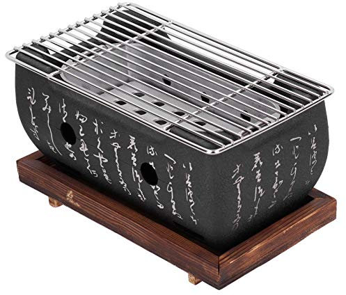 Yosoo Health Gear Portable Japanese Hibachi Grill, Charcoal BBQ Stove with Stainless Steel Grate & Grid Lifter, Aluminum Alloy Yakitori Grill for Outdoor Camping, Picnic, Backyard Cooking, and