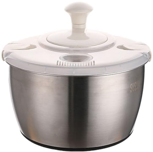 Essoreuse à salade 5L – Spinner à légumes en acier inoxydable et PP avec poignée rotative, séchage rapide