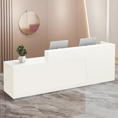 CCUKTFN Empfangstheke mit Stauraum und offenen Fächern, Empfangstresen für Empfang, 100–240 cm Tresen für Geschäft, Salon, Studio, Empfangsbereich & Kasse
