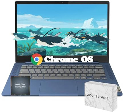 Lenovo IdeaPad Slim 3 Chromebook 14 | Student and Business | Full HD | Kompanio 520 CPU(8-core) | Long Battery Life (up to 13.5 Hours) | 256GB Micro SD Card | 4GB Memory | 64GB eMMC | Abyss Blue