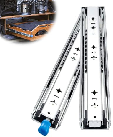 Schubladenschienen mit Schloss, Schwerlastauszug Vollauszug 1000mm, Auszugsschienen für Camper Wohnmobil Schränke, 120 kg Tragkraft, Schienen für Schubladen Seitenmontage Kugellager (40 inch(1000 mm))