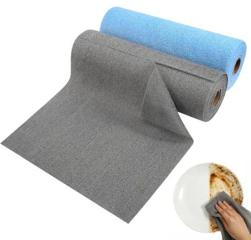 GFUEIGJ 60 Stück Mikrofasertücher Rolle Mikrofaser Reinigungstücher Rolle