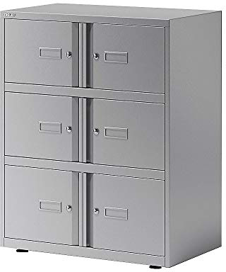 BISLEY Office Lodge Essentials, 6 Türen: 4X H 267 und 2X H 304 mm, Metall, 355 Silber, 47 x 80 x 130 cm