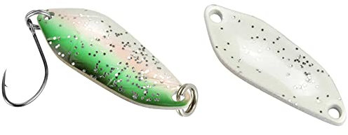 FTM Spoon Strike 2, 1g - Blinker Zum Spinnfischen auf Forelle, Forellenblinker Zum Angeln am Forellensee, Forellenköder, Farbe:grün/weiß Glitter