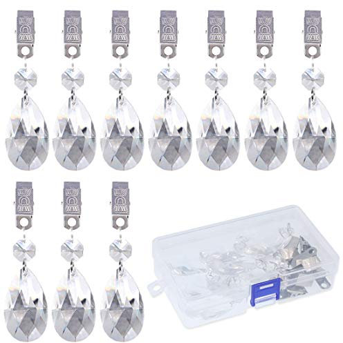 Swpeet Kristall-Tischdeckenbeschwerer (10 Stück) mit Metall-Clip-Kit, quadratisches Glas, winddicht, für Picknick, Tischdeckenbeschwerer, schwer, Ganzjahreszeiten, moderner Stil