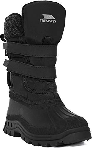 Trespass Childrens Boys Strachan II Waterproof Touch Fastening Snow Boots (2 Youth UK) (Black)
