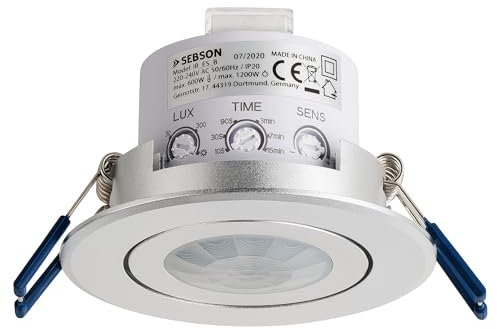 SEBSON® Bewegungsmelder Innen Unterputz - 2er Set - LED geeignet, Decken Montage, Infrarot Sensor programmierbar Reichweite 3-8m/ 360°, schwenkbar, 3-Draht