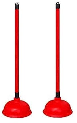 Sink Plunger Kitchen Sink Unblocker Heavy Duty Unblocking Effective Tool with 100mm (4 inch) Cup and 225mm (12 inch) Handle Drain Unblocker for Kitchen, Sink, Shower and Floor Drains(2xRed)
