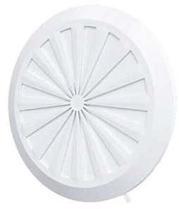 Rejilla de ventilación redonda de 180 mm con obturador y brida flexible de 90 mm a 160 mm