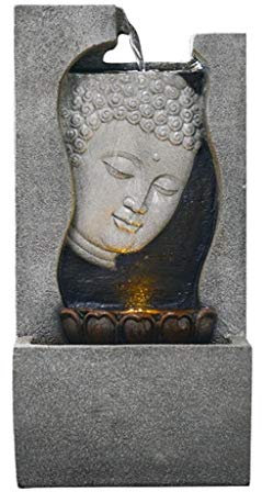 XXXXW Fuente de jardín Zen Buda Fuente Tablero del Agua 24 Cascada con luz LED for Mesa de Interior y al Aire Libre Escritorio Terraza Jardín Fuente Decorativa Interior