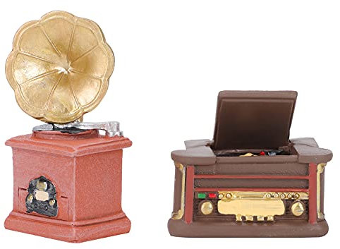PartyKindom 2stücke Mini-Modell Mini-Phonograph-Modell Und Mini-Radio-Modell Fein Verarbeitet Aus Hochwertigem Material Als Mini-landschaftszubehör Fotorequisite Oder Kinderspielzeug Kompakt u