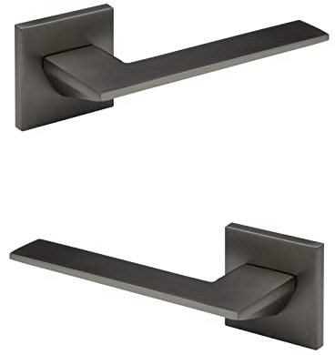HEXIM Türgarnitur, Zimmer Türgriff WC/Bad Aluminium matt in 4 Farben - Ricardo Borelli Q01 (Türklinke, graphit) Turgriffe Türbeschlag Zimmertür