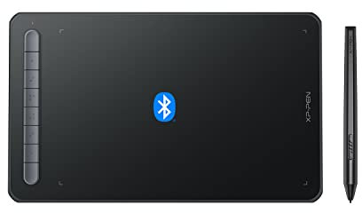 XP PEN Deco MW 8x5 Grafiktablett Bluetooth Stifttablett mit 8 Schnelltasten, Tablet zum Zeichnen, Fotobearbeitung mit X3 Stift, Ideal für Home-Office, E-Learning (Schwarz)