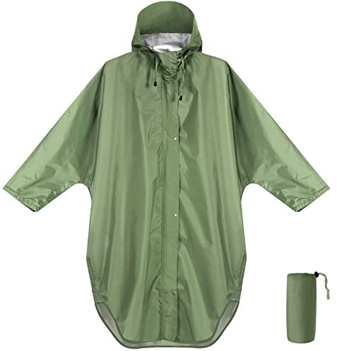 ANYOO Poncho Pluie Imperméable Léger avec Capuche et Manches, Coupe-vent Homme/Femme Veste de Pluie pour Randonnée Camping Activités de plein Air