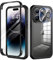 seacosmo Cover per iPhone 14 Pro, [9H HD] con Vetro Temperato Integrato Schermo, Pellicola Fotocamera, 360 Gradi Antiurto Protezione Fronte Retro Rugged Custodia Slim Doppia Faccia Case - Nero